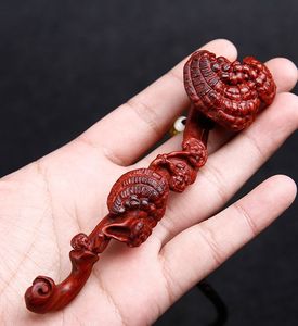 小叶紫檀雕刻小摆件木质工艺品 木雕挂件 小叶紫檀灵芝如意手把件