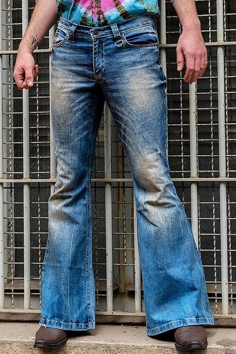 亚马逊外贸牛仔裤男士复古风新款弹力港风喇叭男牛仔裤men jeans