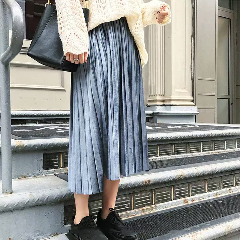 Diu diu han version high waist thin velvet skirt pleated在類目 女裝/女士精品, 半身裙中 - 來自Buy2taobao.com提供專業的淘寶代購服務