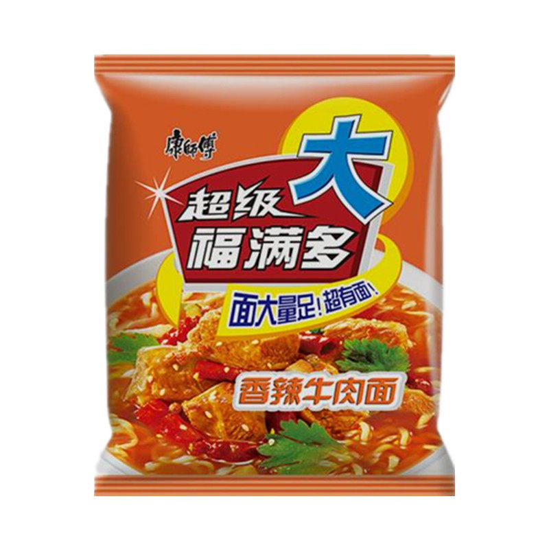 福满多方便面香辣整箱包邮_康师傅方便面超级福满多香辣牛肉面109g*20