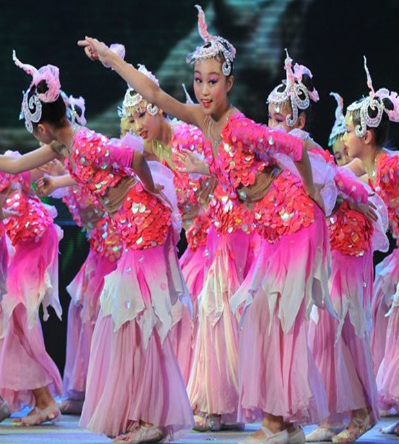 唧唧鱼儿跃舞蹈演出服儿童傣族独舞美人鱼表演服鱼儿欢歌舞蹈服装