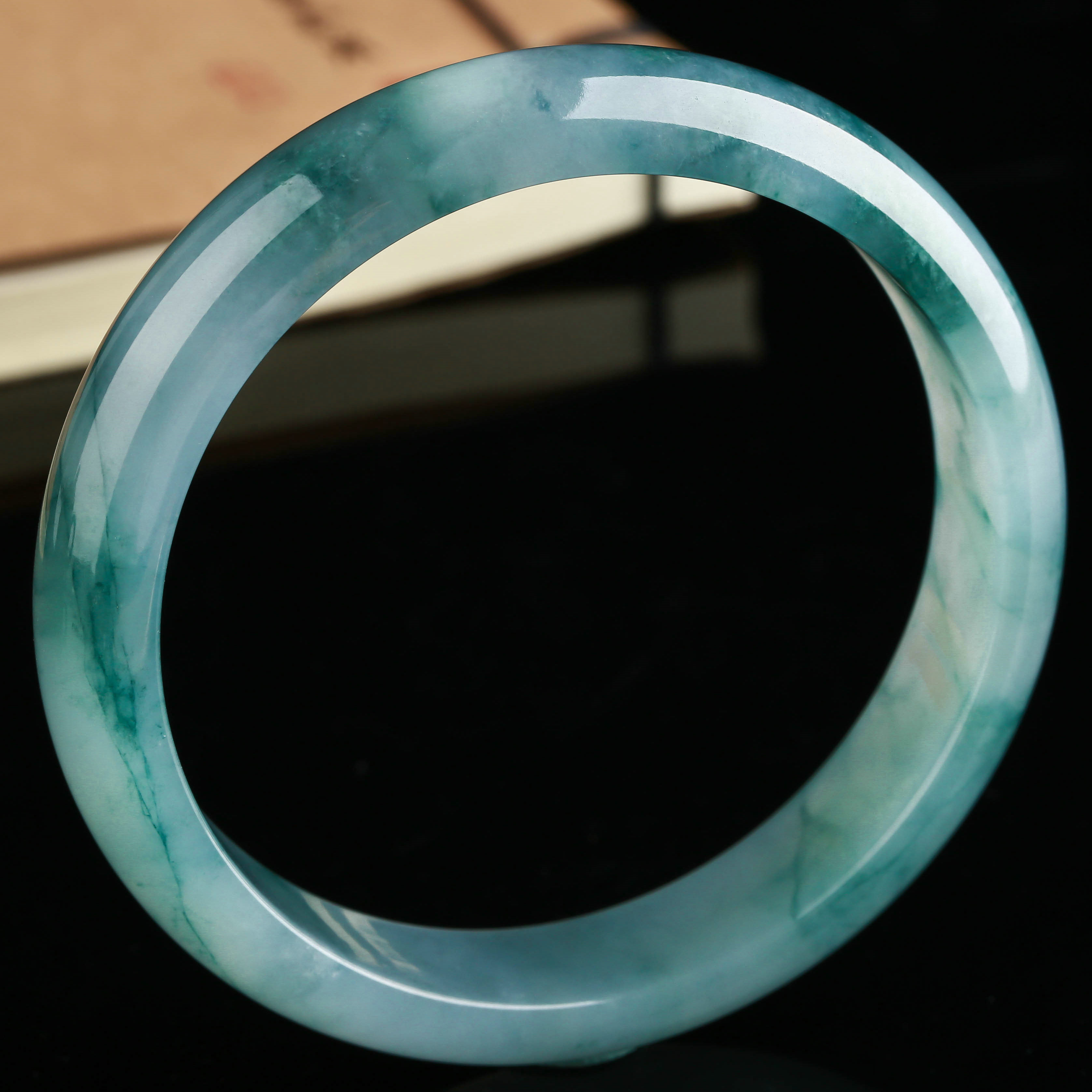 老坑冰糯种满色紫罗兰飘花手镯 54.26g