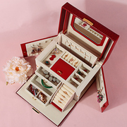 Jewelry box princess European-style Korean multi-layer jewelry box storage box simple with lock large-capacity home earrings finishing