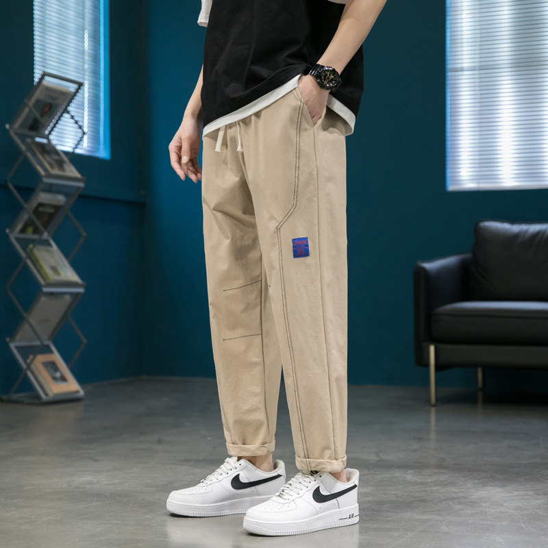 短裤男夏季搭配aj1小白鞋板鞋穿搭9分裤子薄款冰丝垂感显高直筒裤