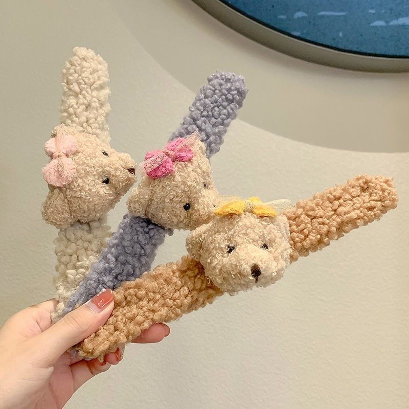 日韩网红可爱少女毛绒小熊发圈甜美扎头发皮套发绳手环啪啪圈发饰