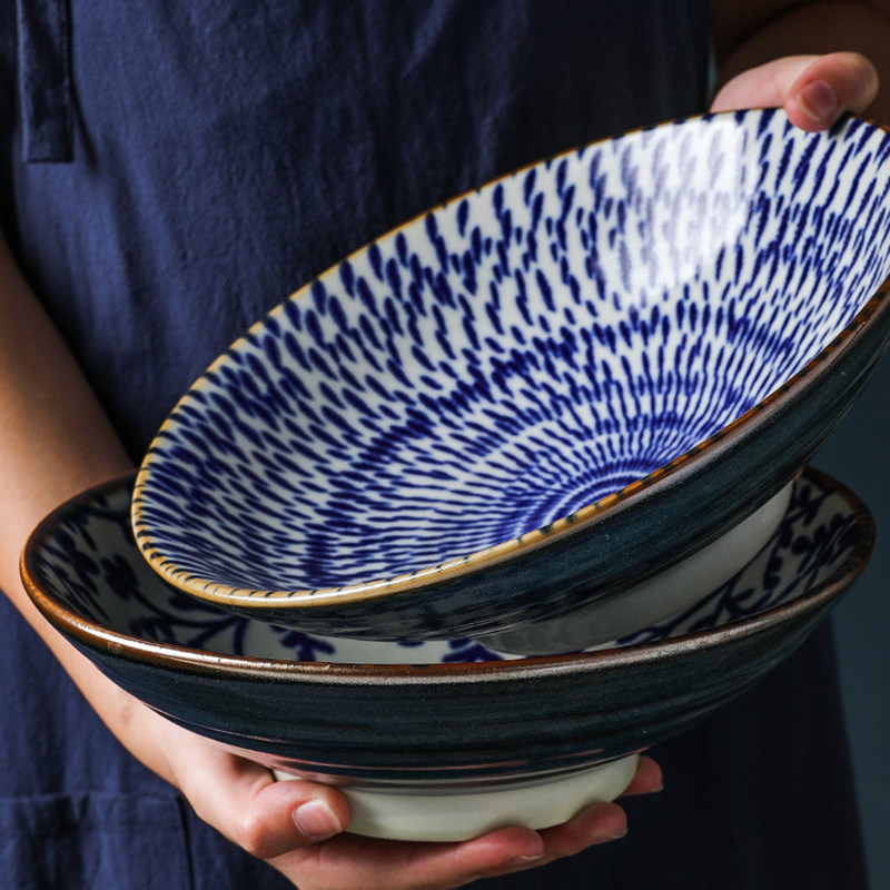 青森日式斗笠碗高脚创意大碗菜碗汤碗日本牛肉面碗拉面碗大号个