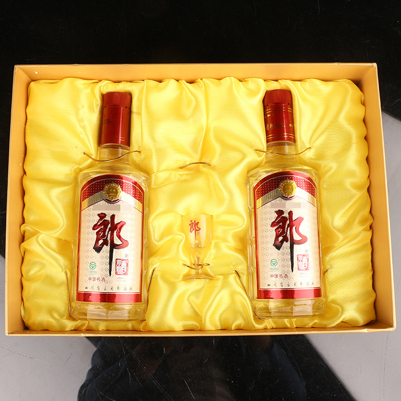 【传承p82】2005年 黄汤玻璃水晶郎酒礼盒 2瓶 500ml 53度