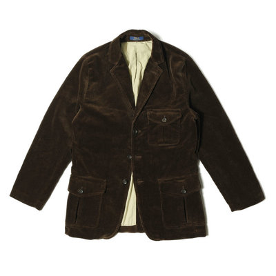 RL Corduroy Jacket重磅复古粗坑灯芯绒肘部拼皮西服外套21100611