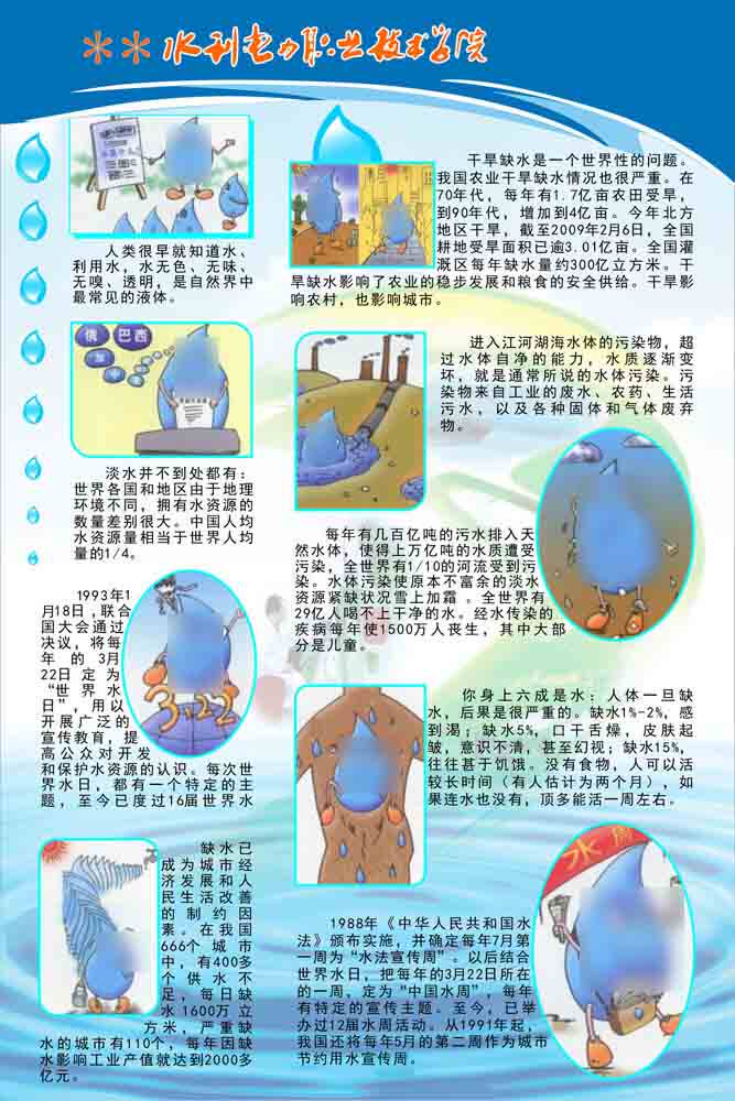 海报印制素材其它节日展板水日宣传栏cdr写真