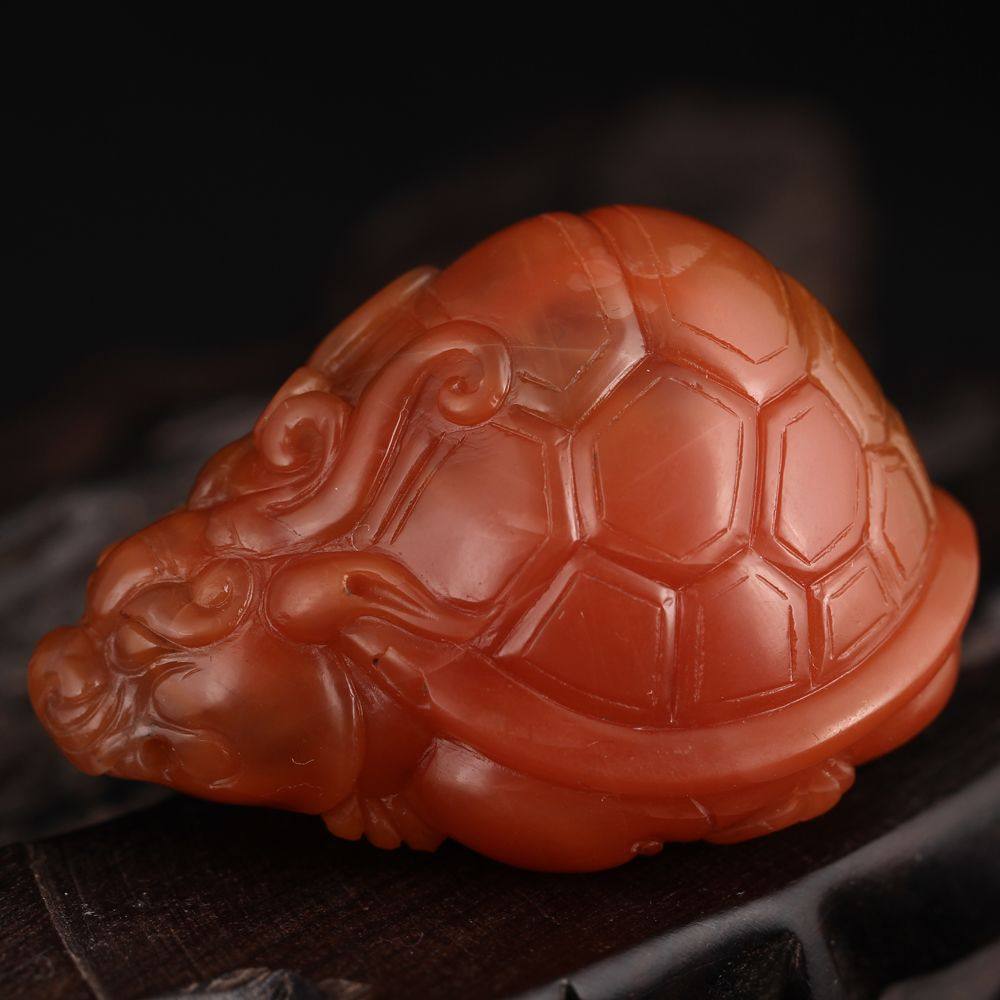 苏工精品 保山南红玛瑙龙龟把件 67g