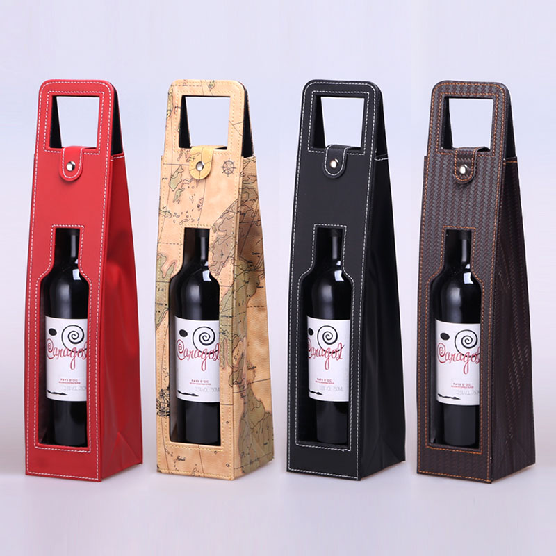 红酒盒 葡萄酒包装 礼盒 通用 现货  皮盒 单支装PU皮袋10款颜色