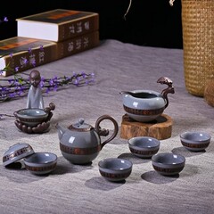 新品特价景德镇陶瓷功夫茶具套装哥窑冰裂釉整套功夫茶具套装礼盒