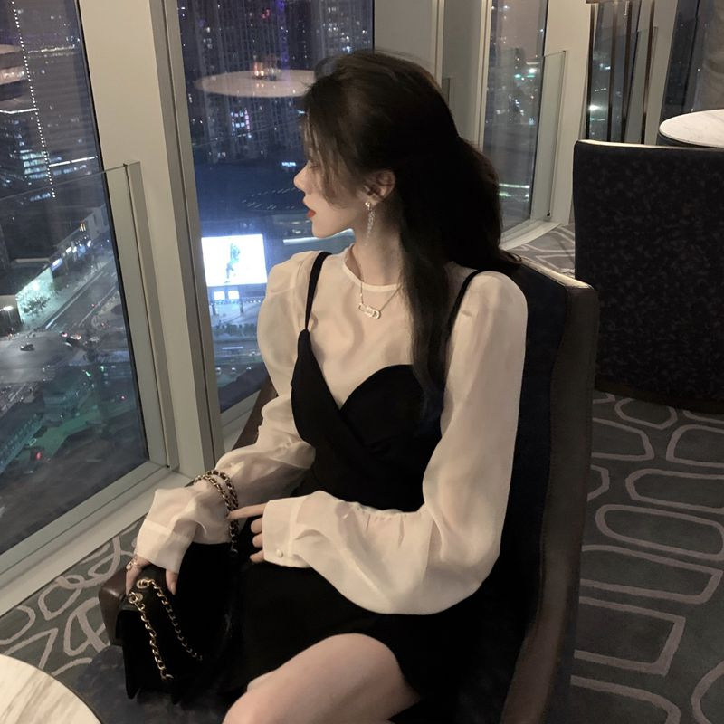 两件件套洋气网红气质女神范高端酷盐小香风套装防晒面纱