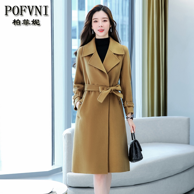 今年流行贵夫人双面羊绒大衣女中长款2021年新款高端品牌毛呢外套