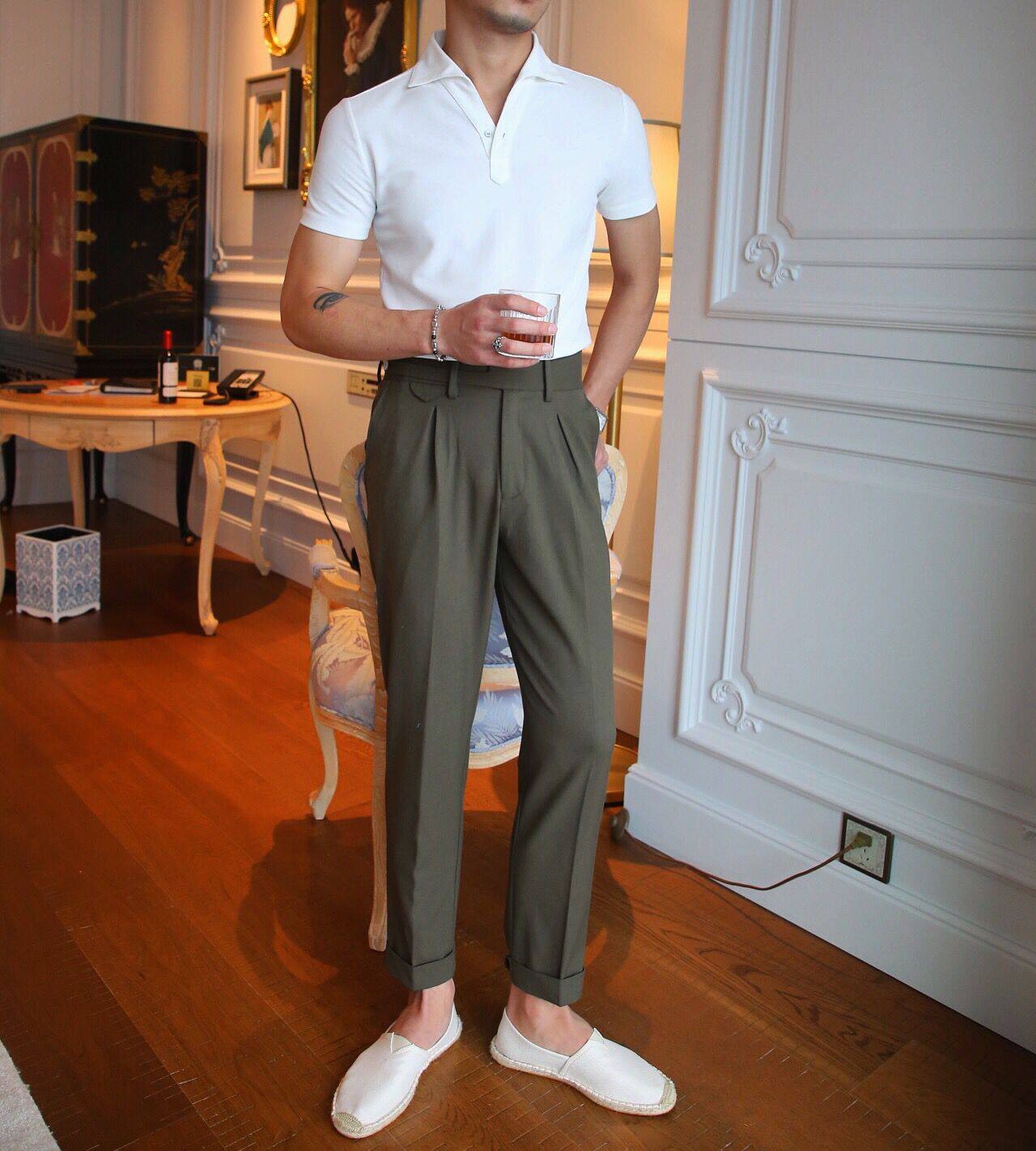 鹿三先生意式男士直筒裤夏季薄款垂坠质感轻奢高腰裤时尚定制风裤的