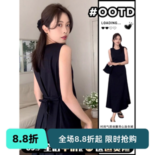 赫本风法式黑色无袖背心连衣裙子女装夏季2024新款高级感气质长裙