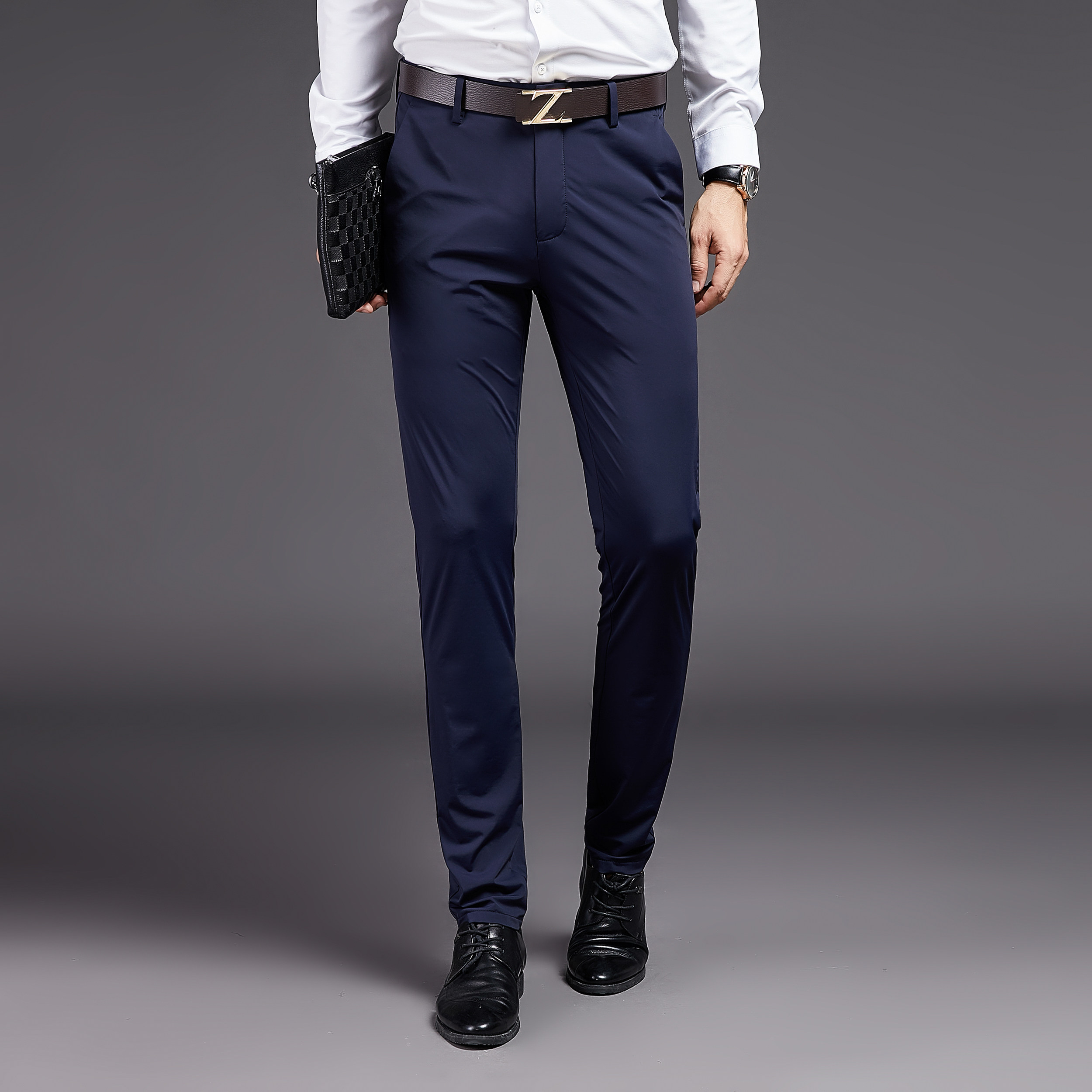 西裤高端商务休闲气质男士修身弹力百搭贴身舒适长裤子m71022p145