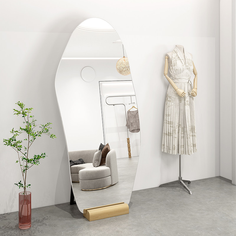 轻奢试衣镜服装店显瘦镜子异形全身镜家用落地镜网红美颜不规则镜