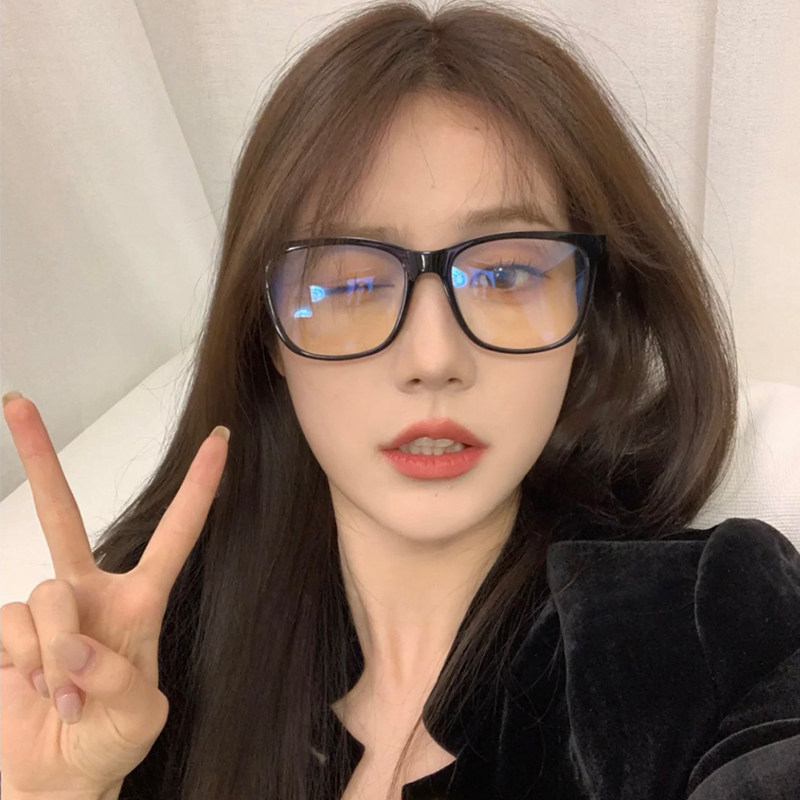 日系黑色镜框ins风大框超轻近视女网上配镜大圆脸适合的眼镜显瘦