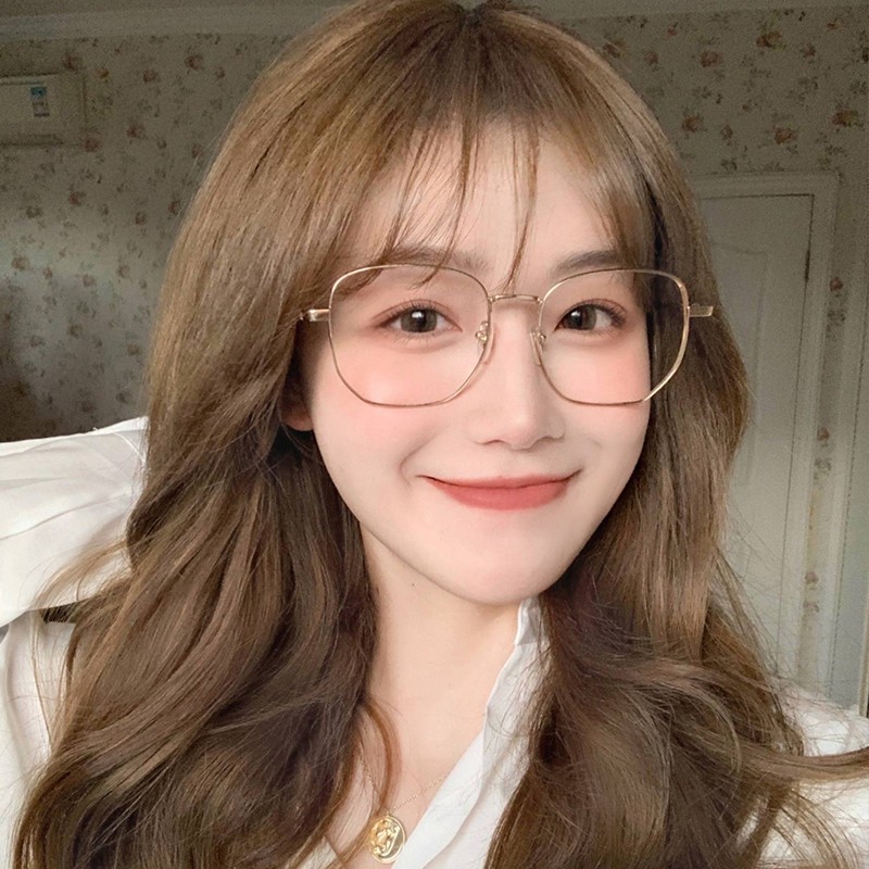 复古金丝边眼镜女素颜方形框架眼镜ins风大框近视镜显脸小有度数