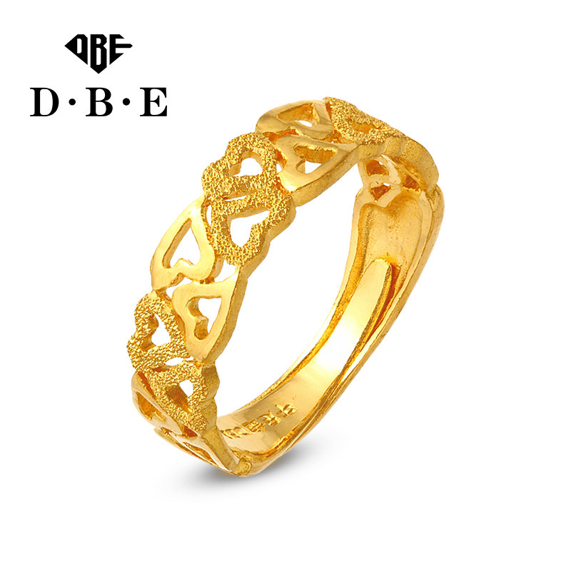 dbe珠宝 黄金戒指足金 指环女款开口婚庆简约大方节日礼物搭配