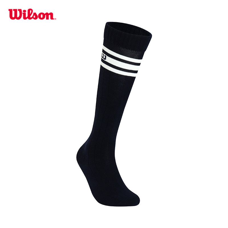 wilson威尔胜网球女子及膝袜条纹长袜网球运动袜吸汗亲肤配饰配件