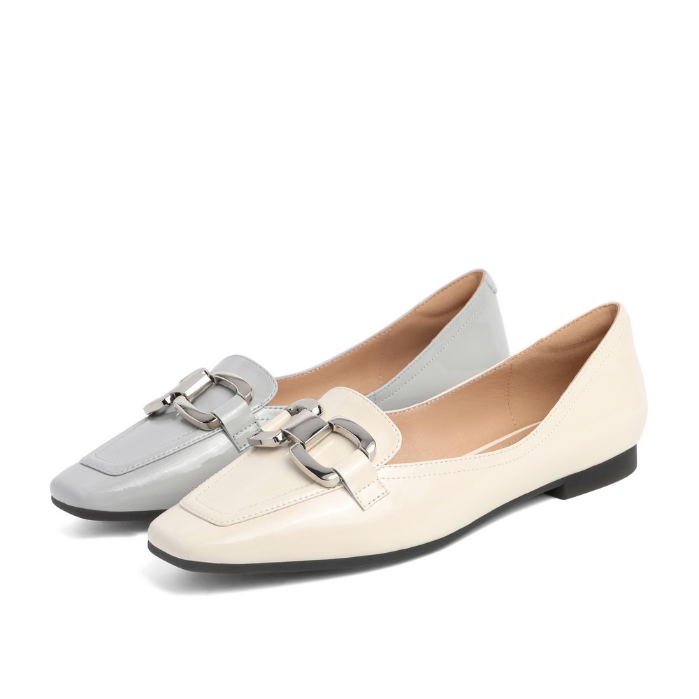 (今日10折)belle/百丽休闲平底鞋女2022春季新款牛皮革通勤饰扣单鞋x6