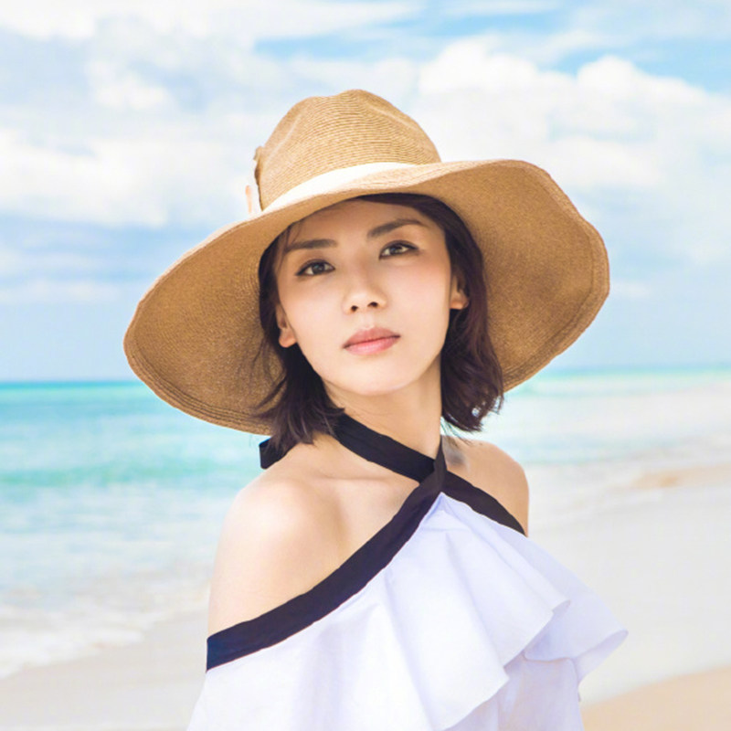 欢乐颂2 刘涛安迪同款帽子女夏天沙滩休闲遮阳草帽防晒大沿太阳帽