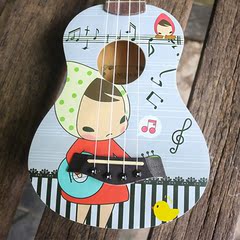 卡通乐器彩色21寸尤克里里ukulele夏威夷乌克丽丽四弦小吉他 包邮