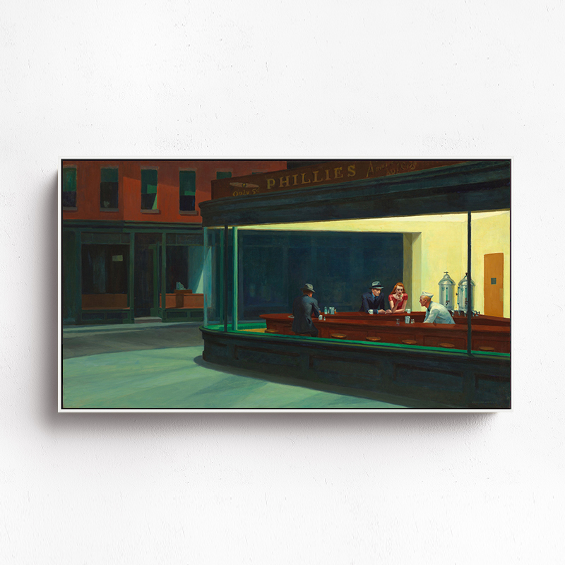 夜游者 霍普艺术印刷仿制油画客厅卧室沙发背景挂画装饰画有框画