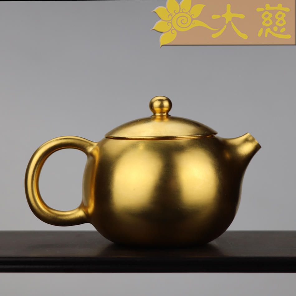 纯金茶壶足金999工厂定制3d硬金茶壶古法黄金顺丰包邮