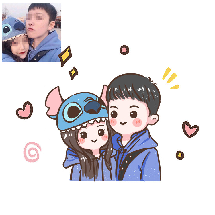 画卡通头像照片手绘制作情侣diy设计漫画定制q版人物画像动漫形象