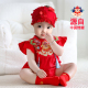 女宝宝中式周岁礼服小公主红色生日衣服女孩百天满月裙婴儿抓周夏