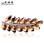 Bagen grass spring clip hair accessories Korean tiara Crystal plate issuing wheat cross clip pony tail clasp Korea jewelry