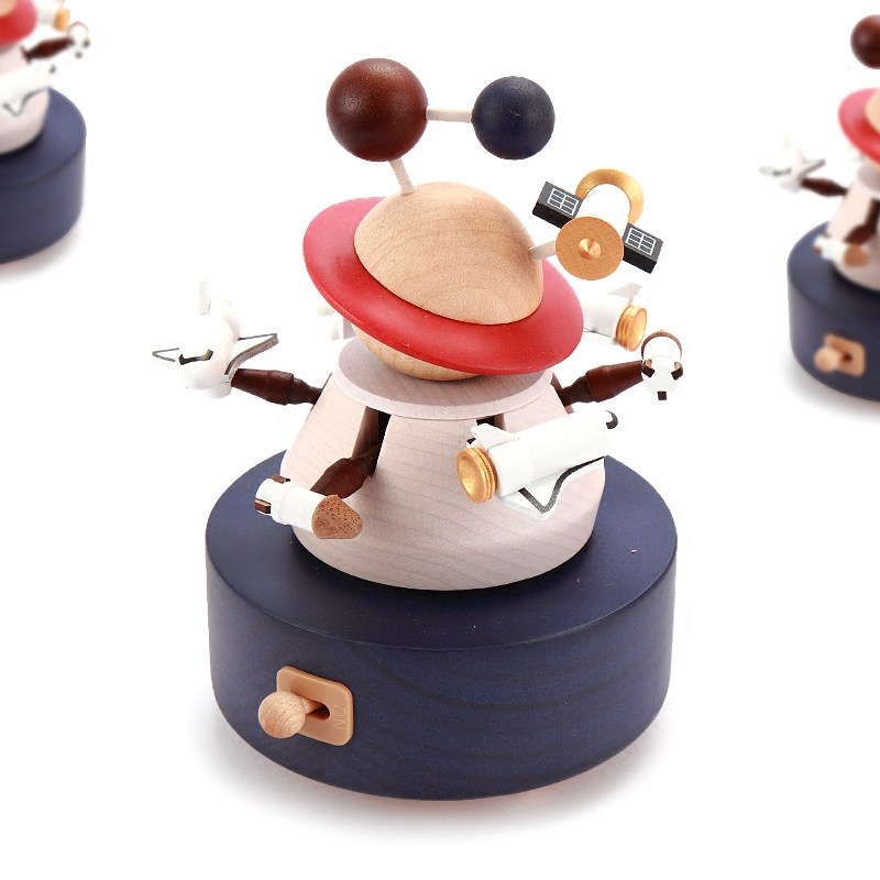 jeancard木质音乐盒八音盒送男生女生男女孩儿童生日礼物太空旋转