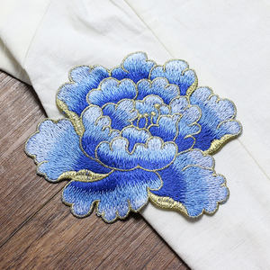 diy刺绣牡丹花布贴衣服装饰补丁贴中国风时尚汉服修补贴多色手缝