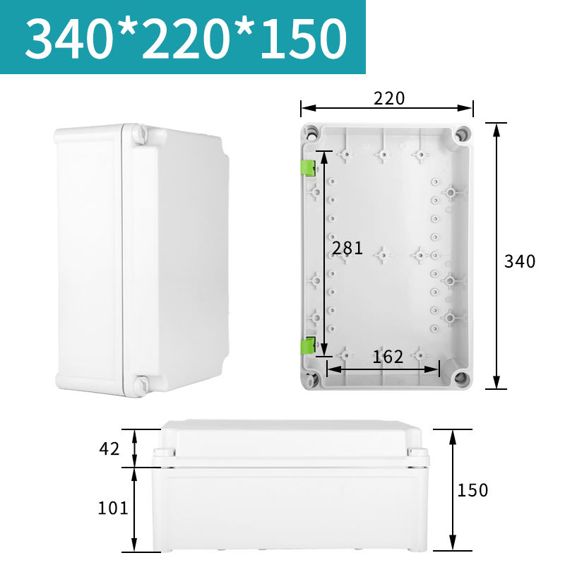 340*220*150防水接线盒PC聚碳酸酯塑料电气箱V2阻燃密封控制机箱