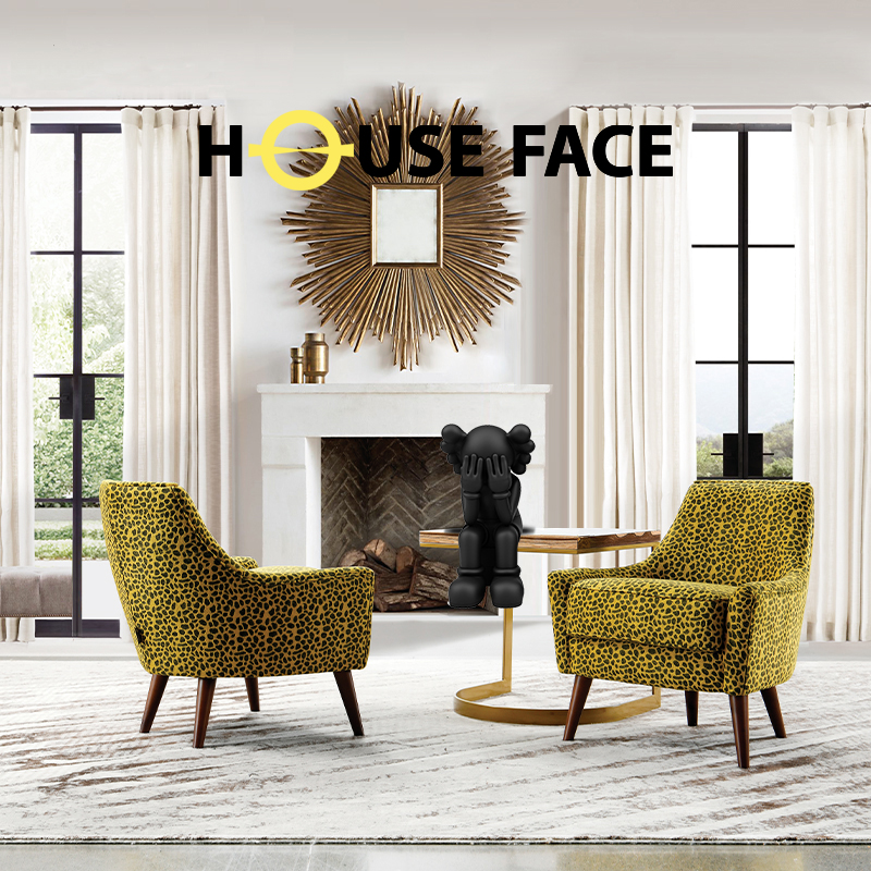 Houseface潮流家具 时尚豹纹现代轻奢沙发椅卧室客厅会所休闲单椅