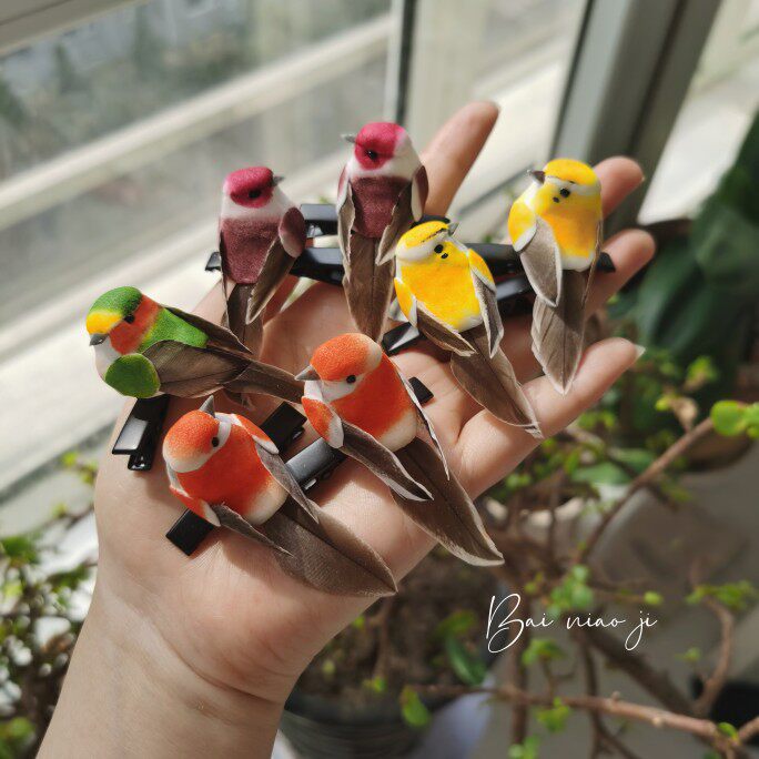 q版小号秋草鹦鹉水蜜桃粉色小鸟胸针发夹头饰两用已售8新品淘宝￥22折