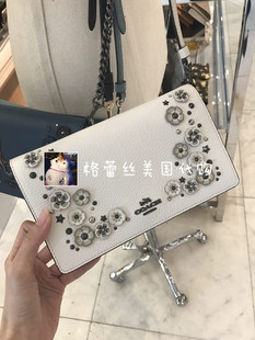 美國買coach手拿包價格 蔻馳 COACH Crossbody 花朵鉚釘 蛇皮折疊式斜挎手拿包 美國直郵 coach