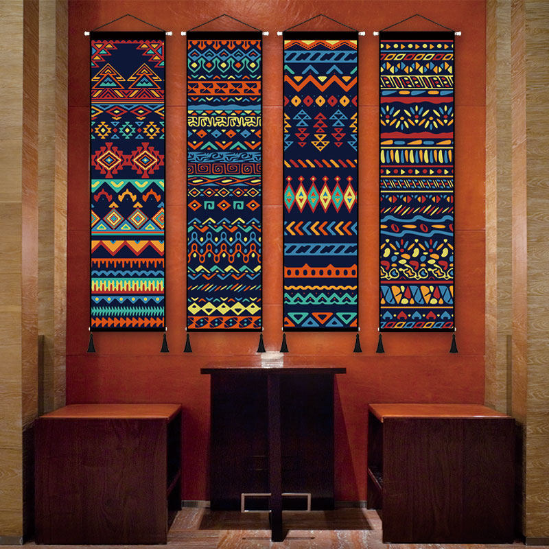 民宿装饰布艺挂画波西米亚民族风花纹客厅墙壁挂布背景布画挂毯画