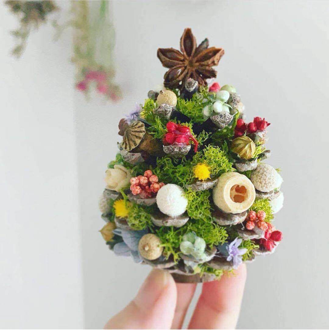 指尖圣诞树 diy材料包迷你松果创意花环手作材料包装饰礼物干花