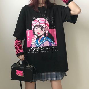 日系动漫少女短袖ootd穿搭夏季小众T恤女学生纯棉可爱卡通jk上衣