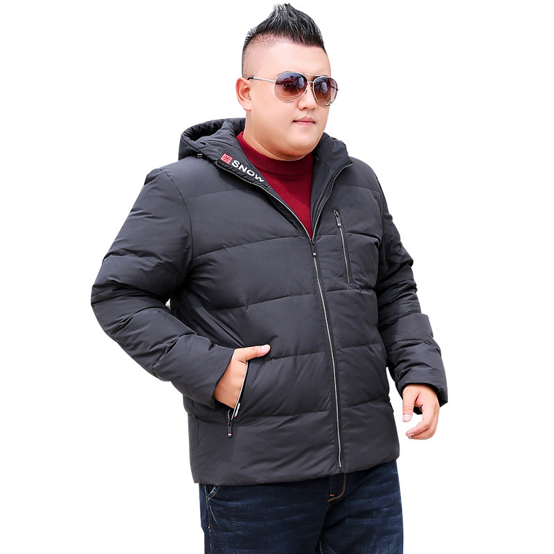 肥佬连帽羽绒服男短款冬季加肥加大码中青年潮胖子超大号加厚外套