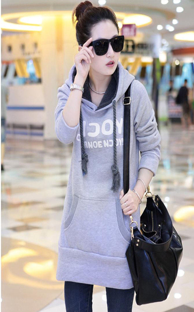 连帽长袖加厚中长款卫衣绒衫女大额优惠券