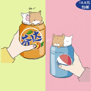 潮牌芬达百事可乐情侣装辅料热转印a级过粉diy衣服热烫贴柯式烫画