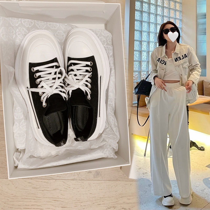 厚底松糕小白鞋女情侣_麦昆低帮帆布鞋女2022年新款松糕厚底情侣小白