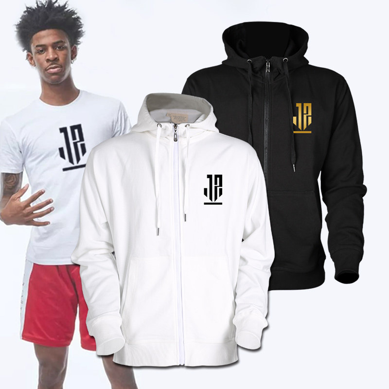 灰熊队贾莫兰特logo新款篮球运动长袖保暖外套休闲连帽开衫卫衣男