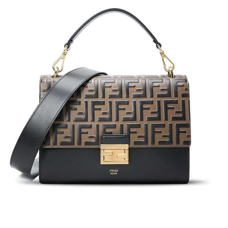 fendi芬迪包包女包翻盖包链条包kan u女士金扣斜挎包奢侈品包包