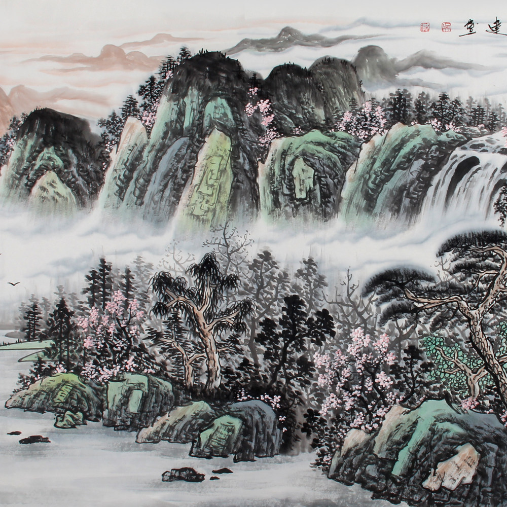 吴成建《精品山水小八尺 春山鸣泉》